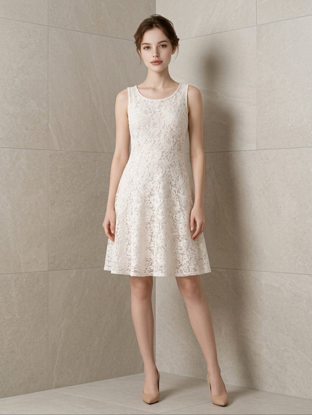 Free People | NWT Beautiful Sleeveless Ivory Lace Dress, Sz. M